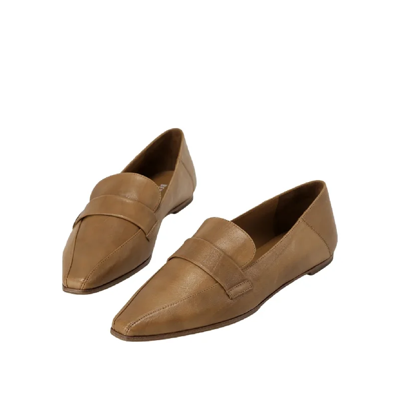 Mocassin Plat Pointu Mini Bout Carré - Toffee