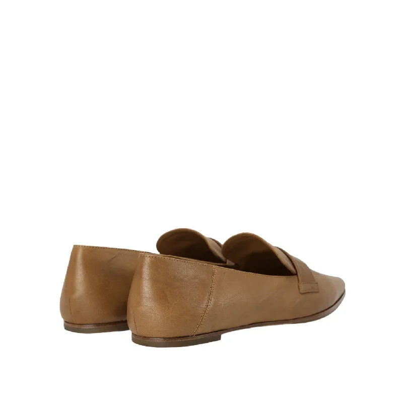 Mocassin Plat Pointu Mini Bout Carré - Toffee