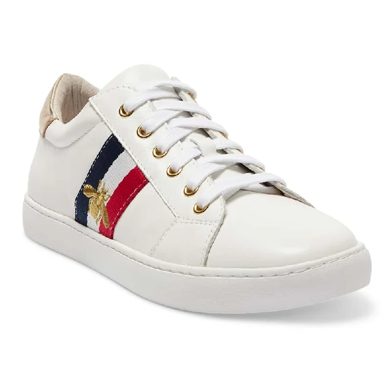 Belem Sneaker in White And Gold Leather