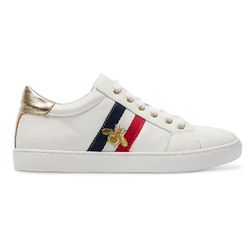 Belem Sneaker in White And Gold Leather