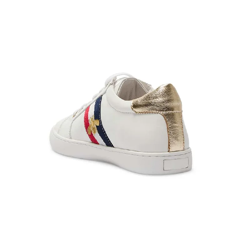 Belem Sneaker in White And Gold Leather