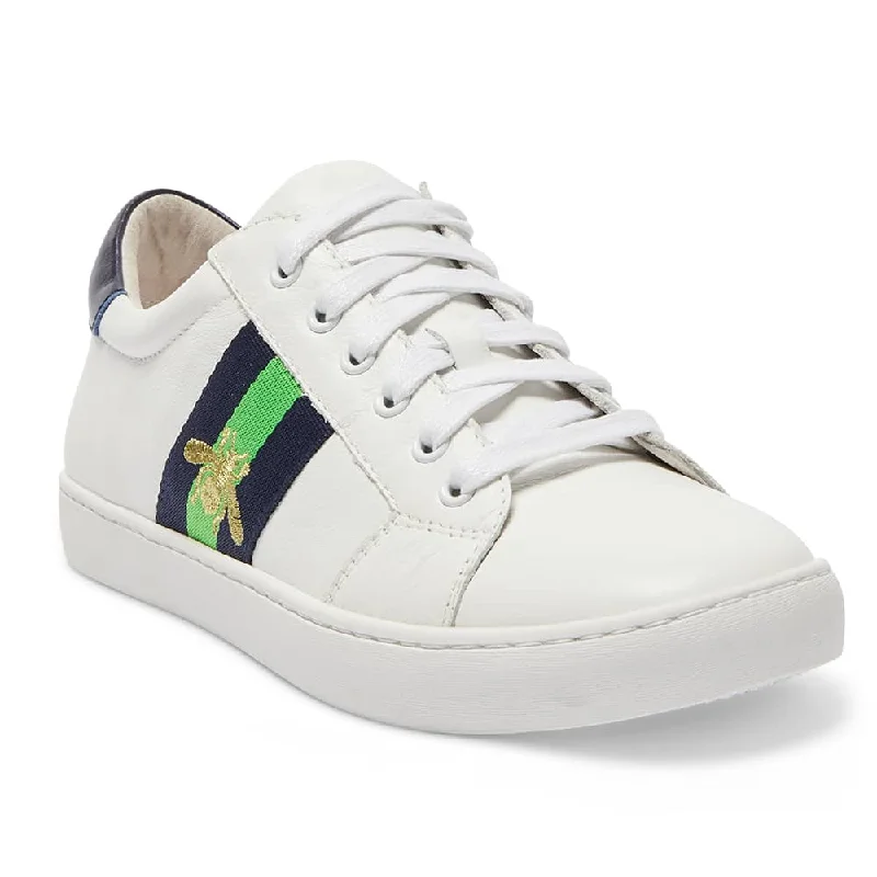 Belem Sneaker in White And Green Leather