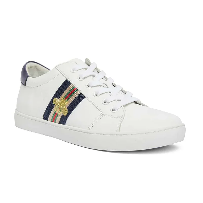 Belem Sneaker in White And Navy Leather