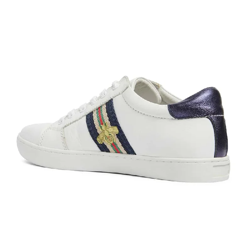 Belem Sneaker in White And Navy Leather