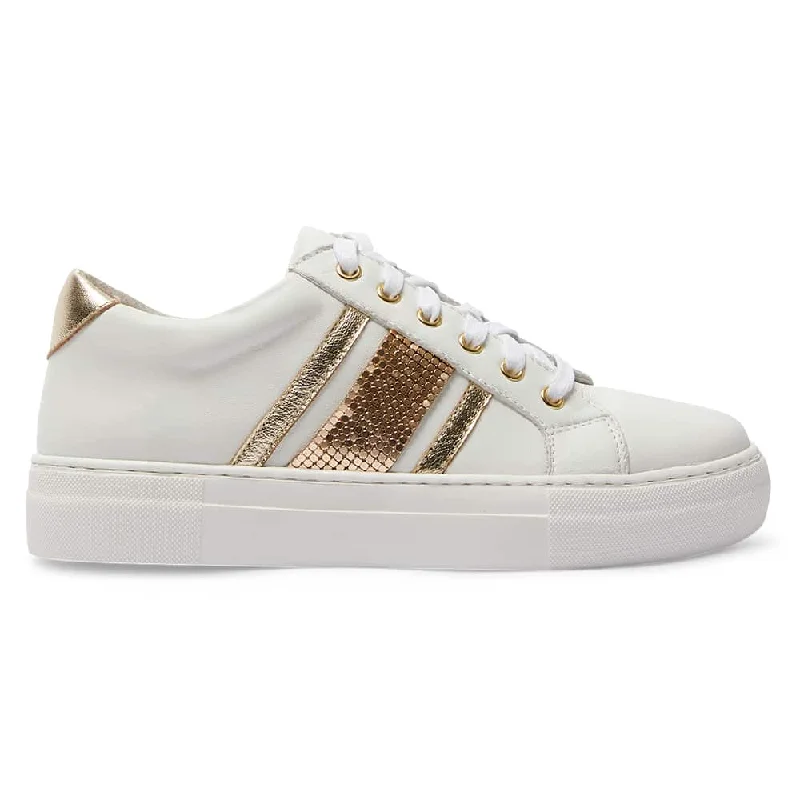 Bellevue Sneaker in White And Gold Leather