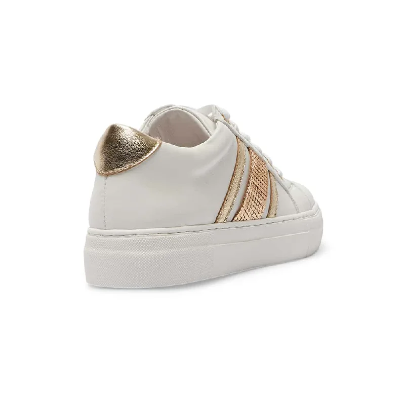 Bellevue Sneaker in White And Gold Leather