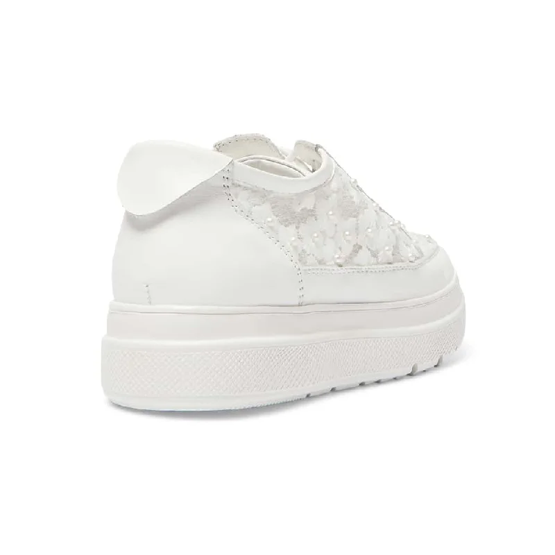 Benny Sneaker in White Pearl Leather