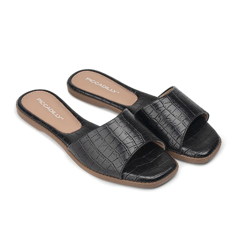 Black Croco Sandals for Women (508.033)