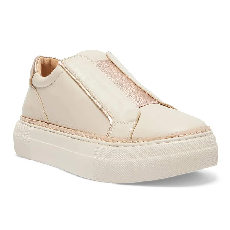 Buffy Sneaker in Ivory And Gold Leather