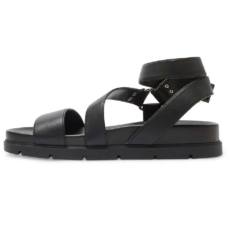 Cancun Sandal in Black Smooth