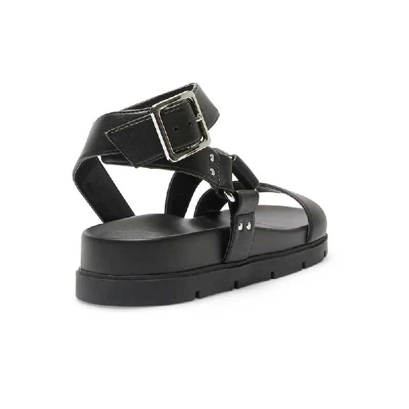 Cancun Sandal in Black Smooth