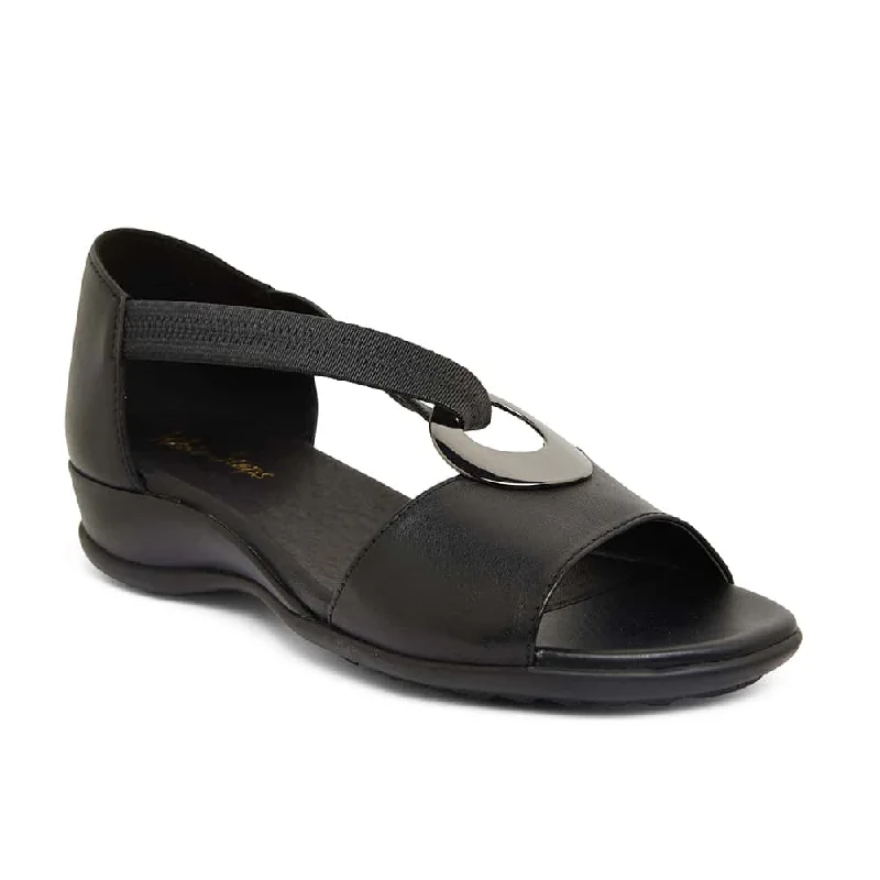 Caroline Sandal in Black Leather