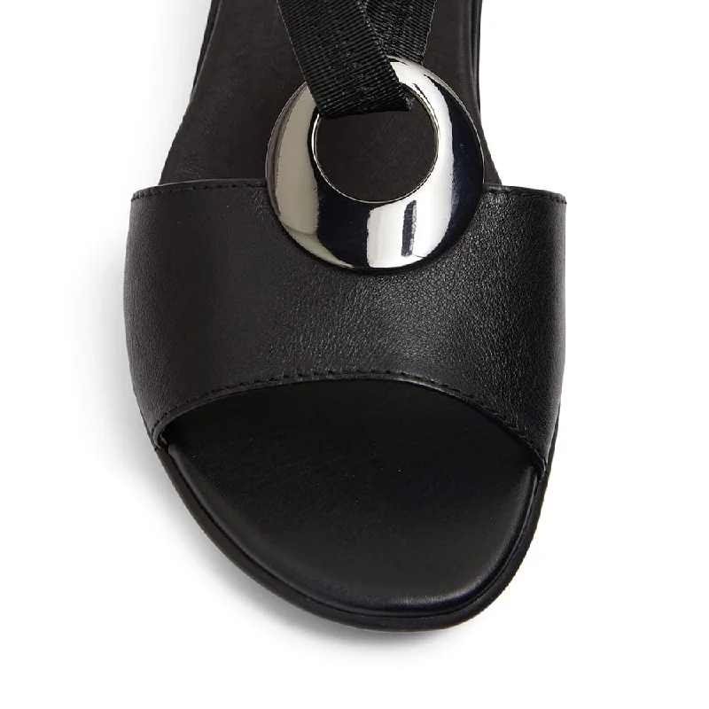 Caroline Sandal in Black Leather