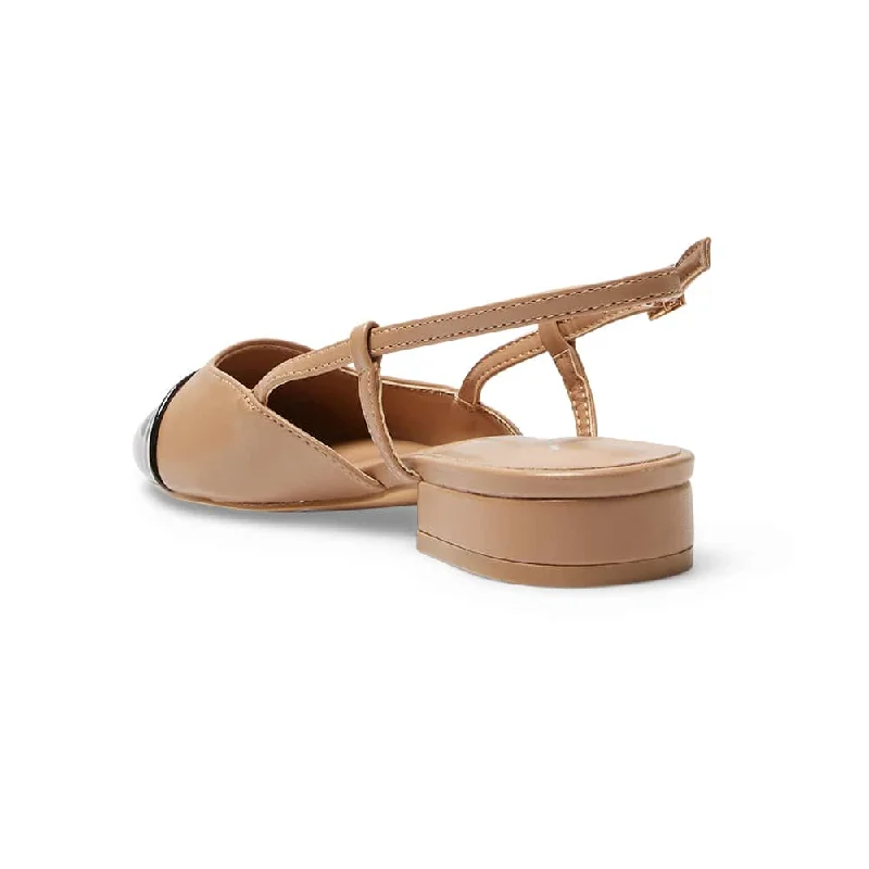 Cleo Flat in Black And Camel Patent