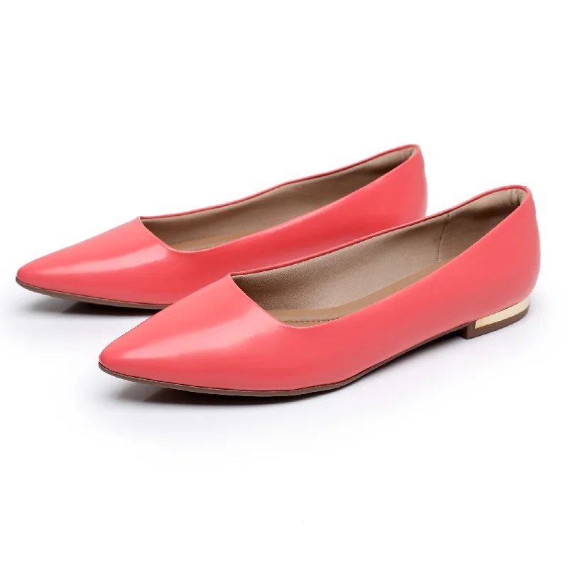 Gleaming Ballet Flat Shoe - Coral Patent (274.047)