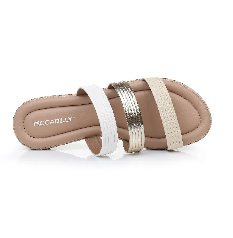 Vegan Triple Band Sandal - White Gold (404.044)