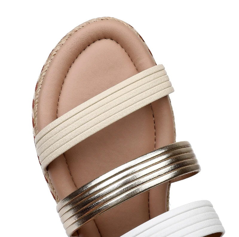 Vegan Triple Band Sandal - White Gold (404.044)