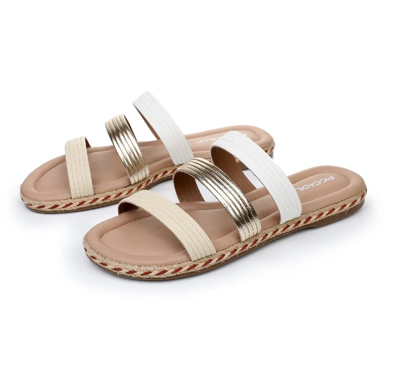 Vegan Triple Band Sandal - White Gold (404.044)