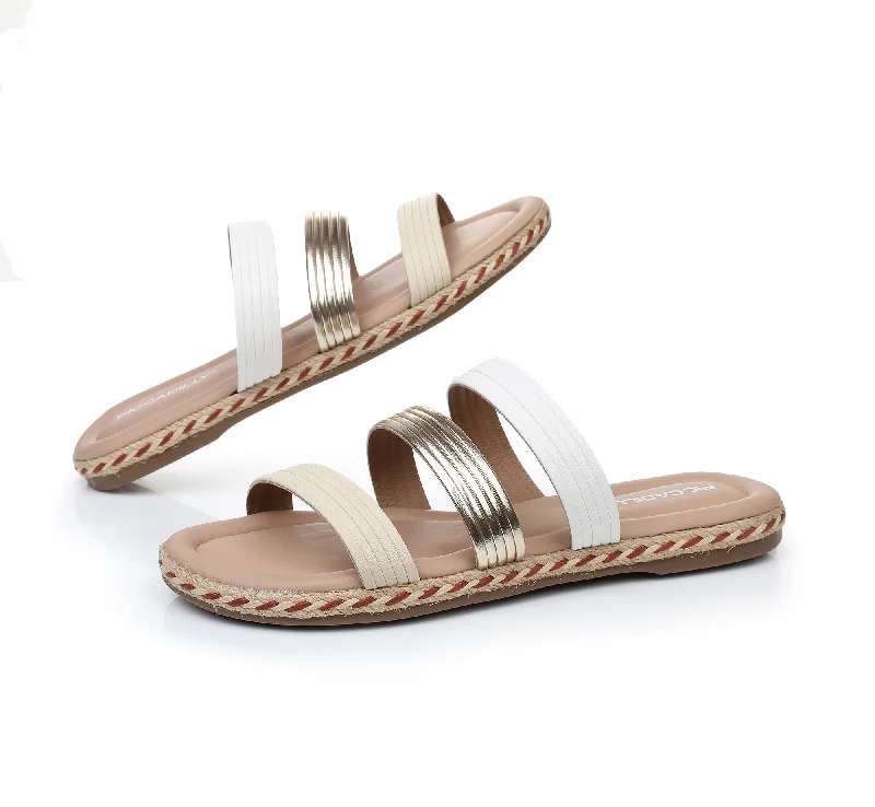 Vegan Triple Band Sandal - White Gold (404.044)