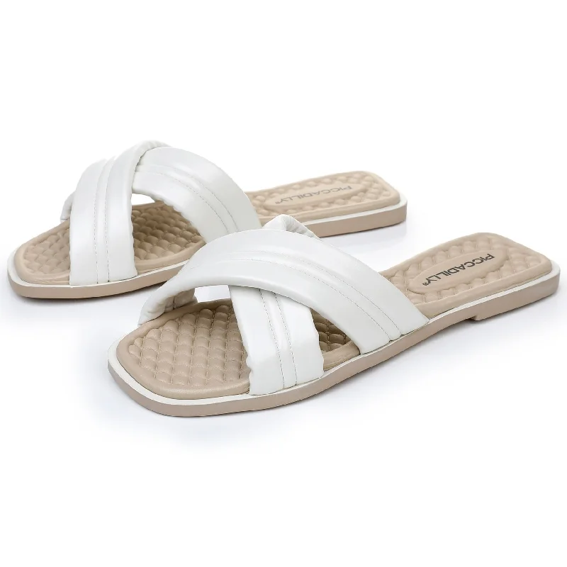 Criss Cross Strap Sandals - White (355.006)