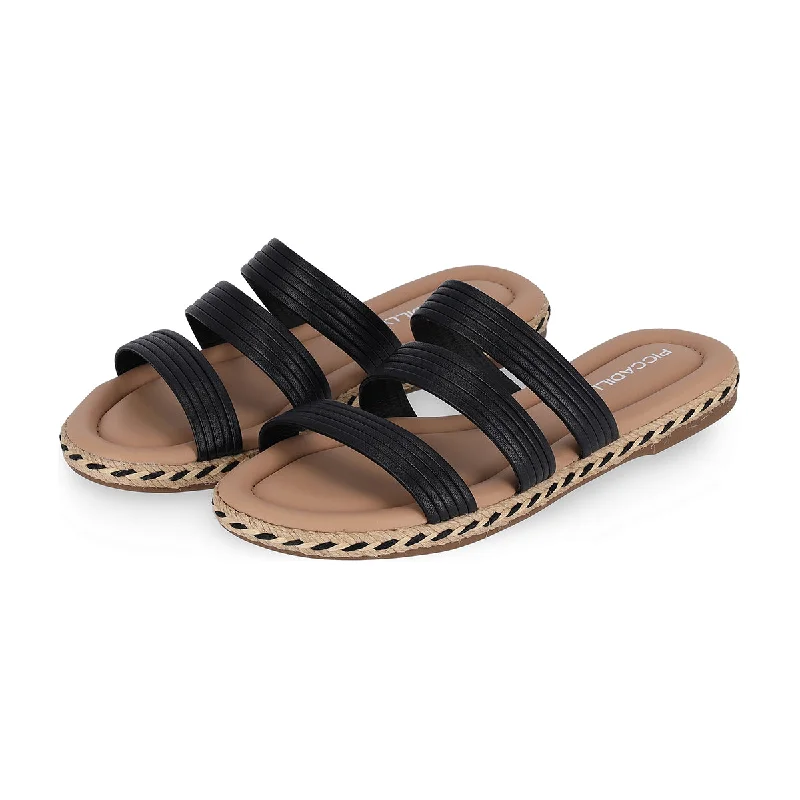 Vegan Triple Band Sandal - Black (404.044)