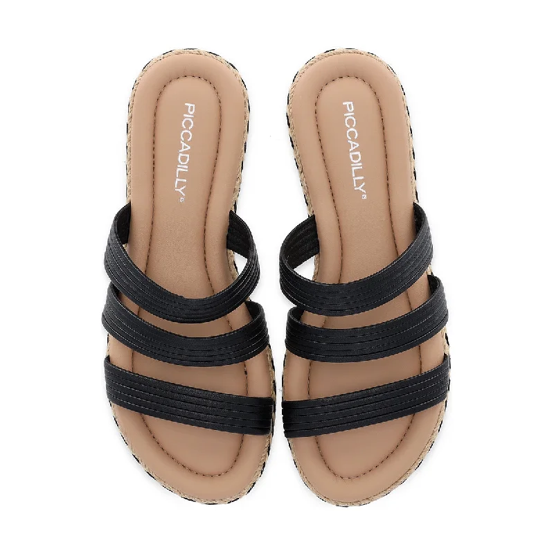 Vegan Triple Band Sandal - Black (404.044)