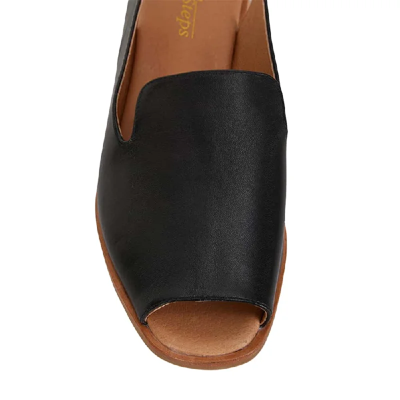 Delaney Sandal in Black Leather