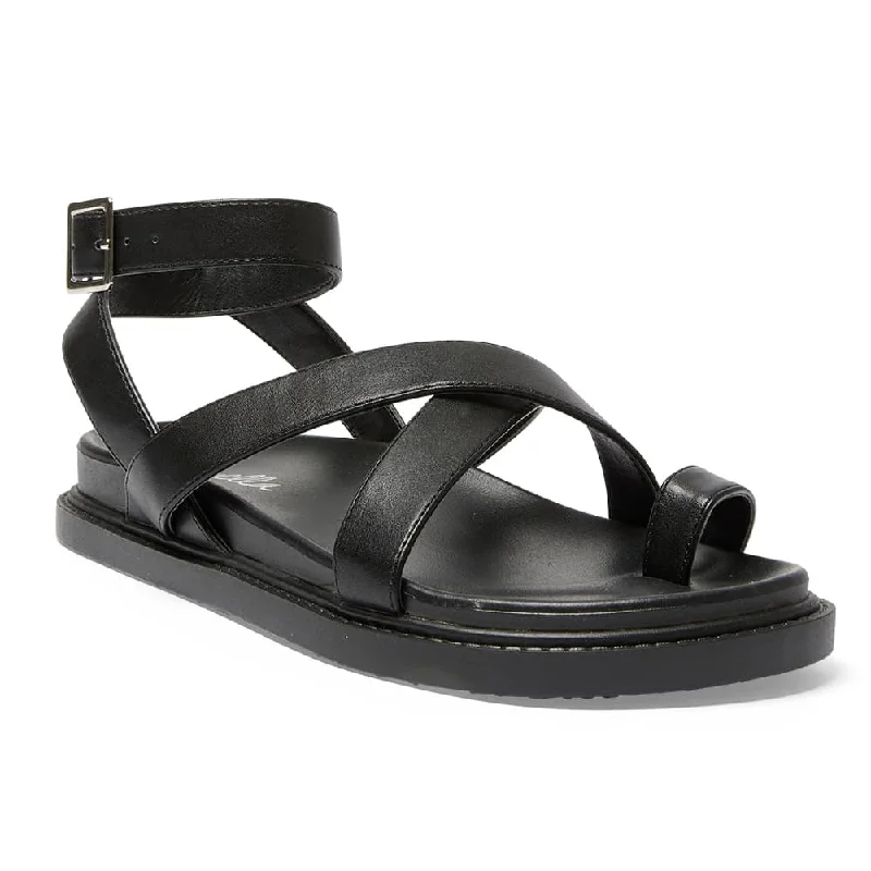 Faith Sandal in Black Smooth