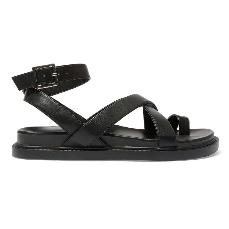 Faith Sandal in Black Smooth