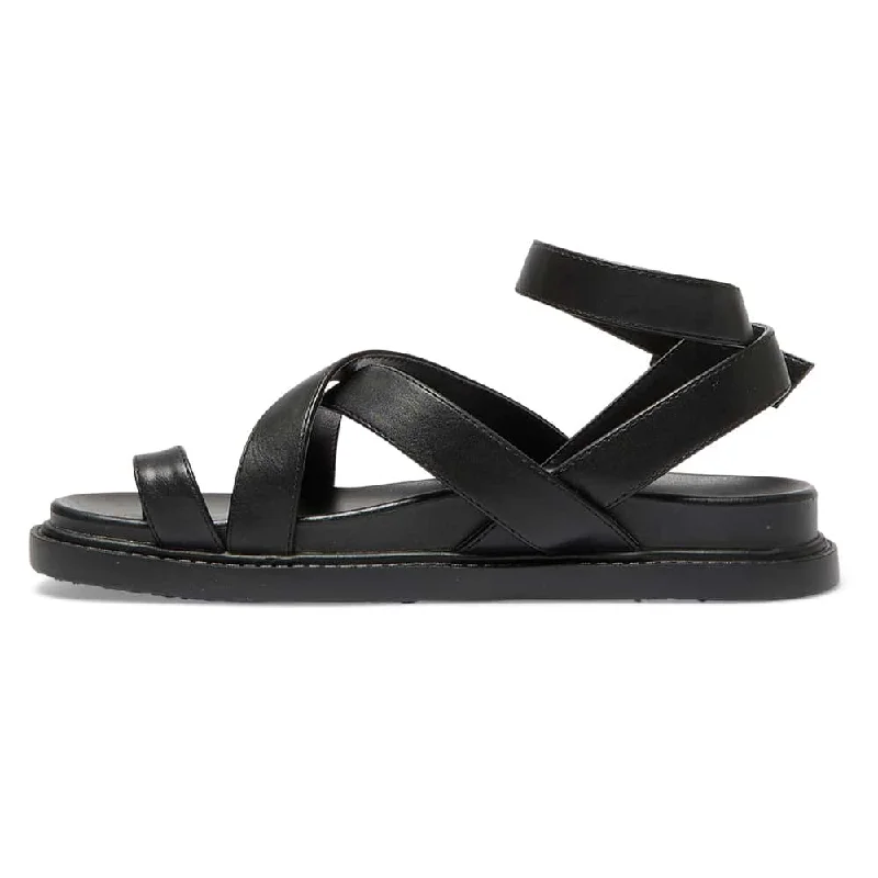 Faith Sandal in Black Smooth