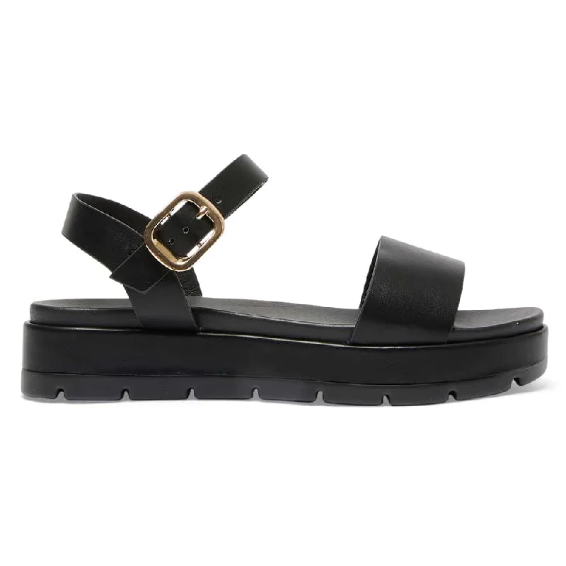 Frankie Sandal in Black Smooth