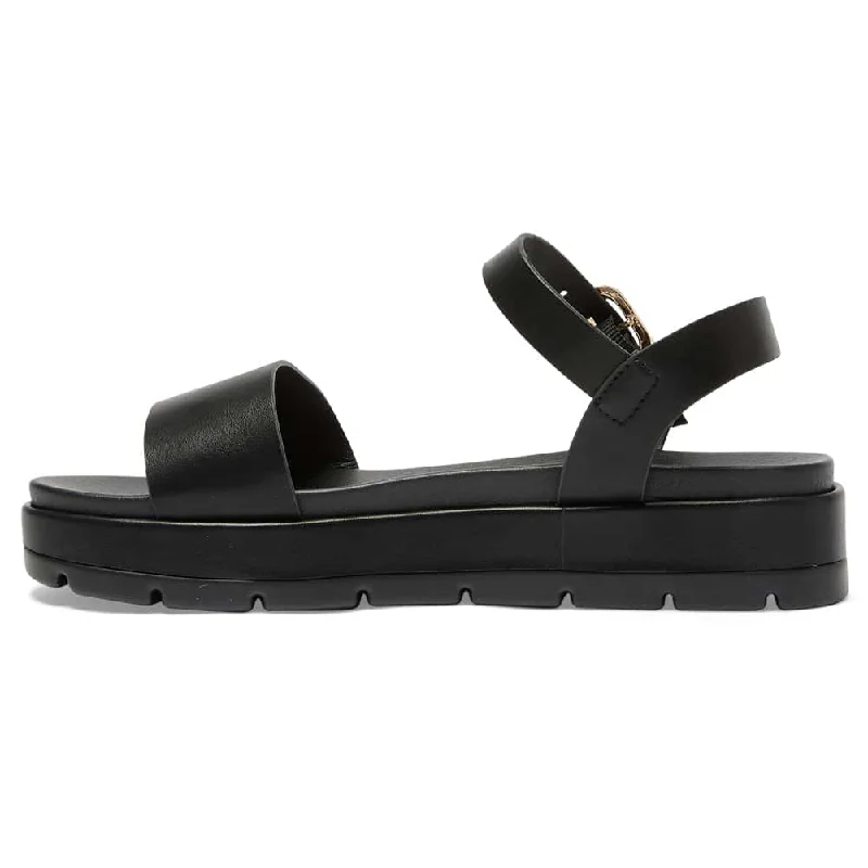 Frankie Sandal in Black Smooth