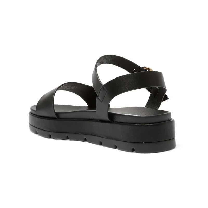 Frankie Sandal in Black Smooth