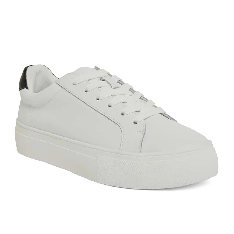 Frenzy Sneaker in White And Black Leather