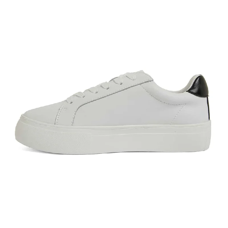 Frenzy Sneaker in White And Black Leather