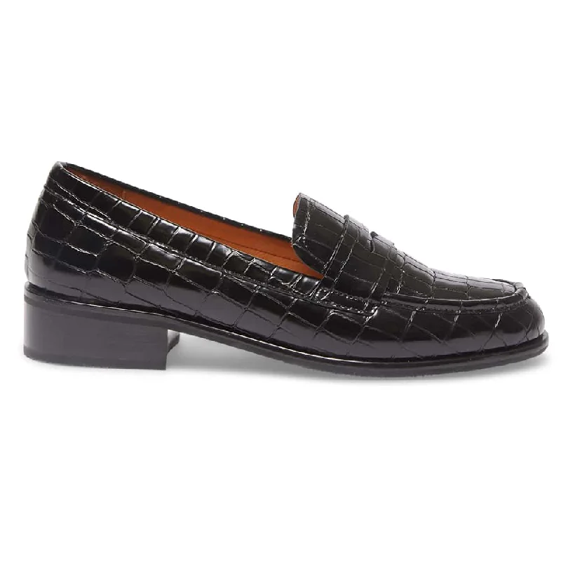 Kassidy Loafer in Black Croc