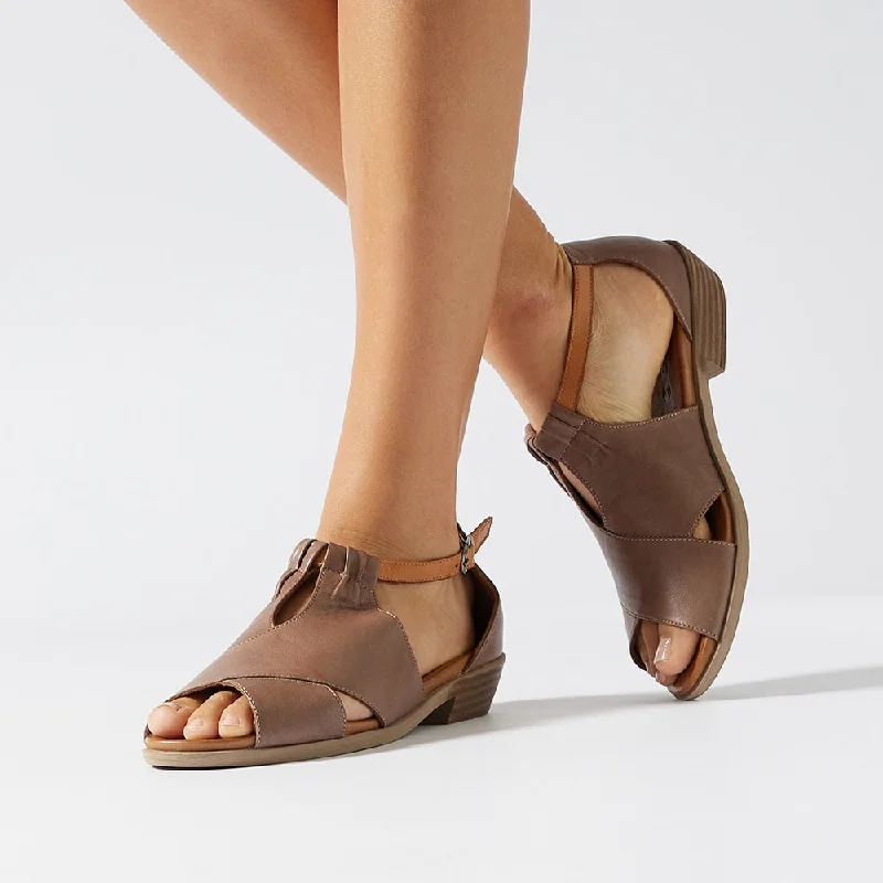 Laguna Sandal in Taupe And Cognac Leather