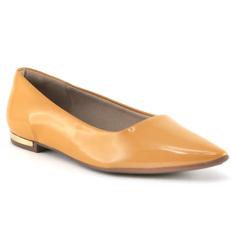 Gleaming Ballet Flat Shoe - Mustard Patent (274.047)