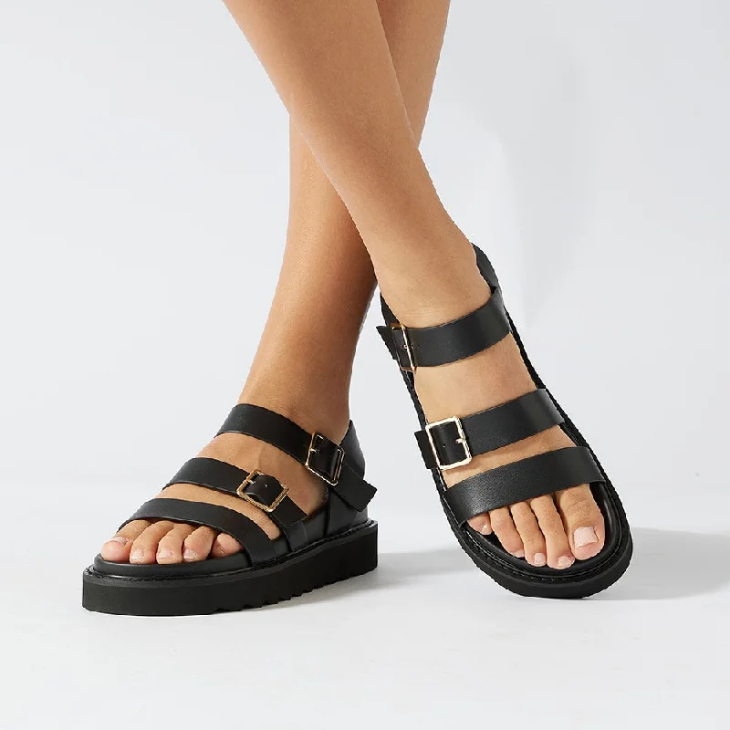 Phoebe Sandal in Black Smooth