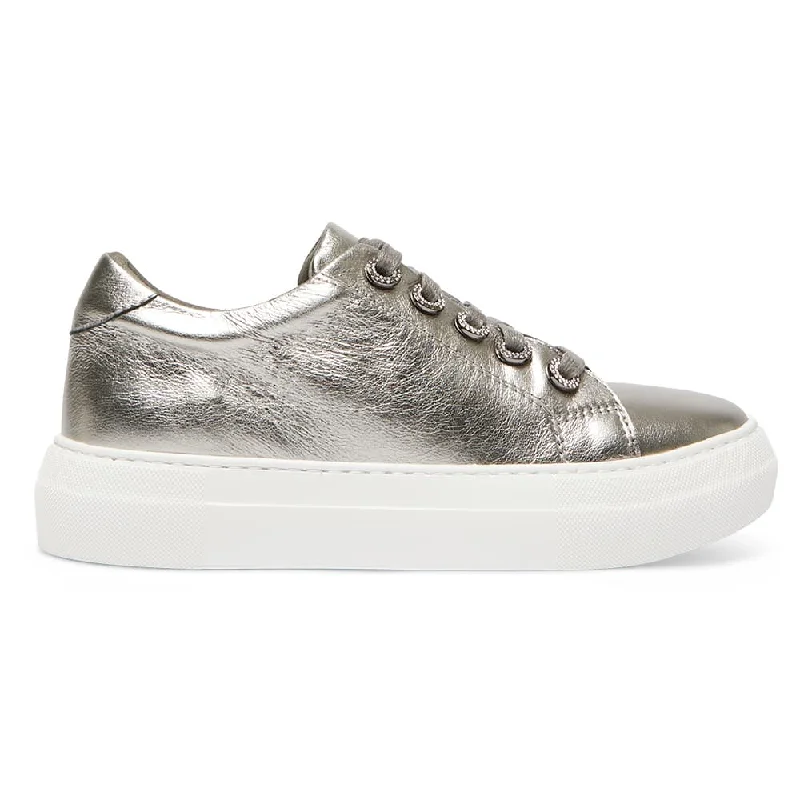 Prisila Sneaker in Silver Nappa Leather