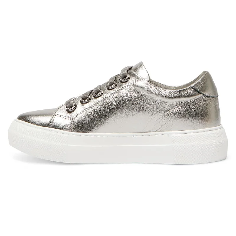 Prisila Sneaker in Silver Nappa Leather