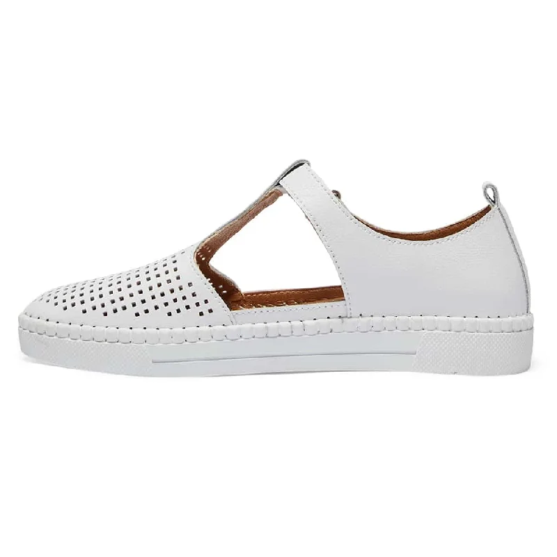 Ricky Flat in White Leather