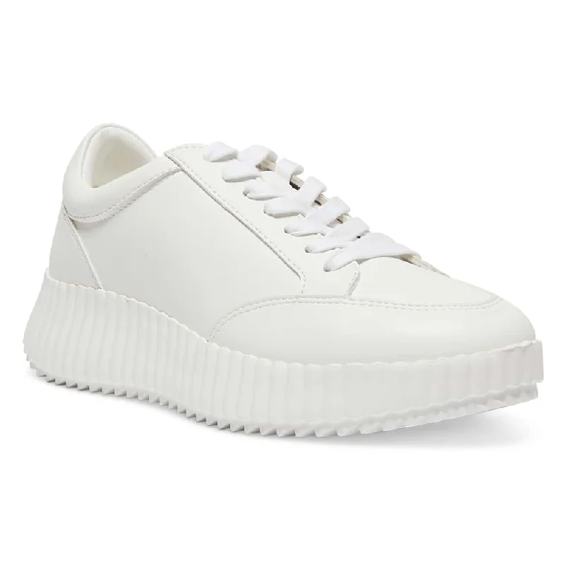 Track Sneaker in White Smooth