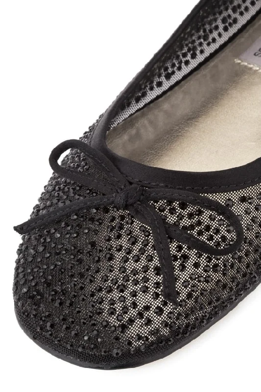 Twinkle Flat in Black Satin