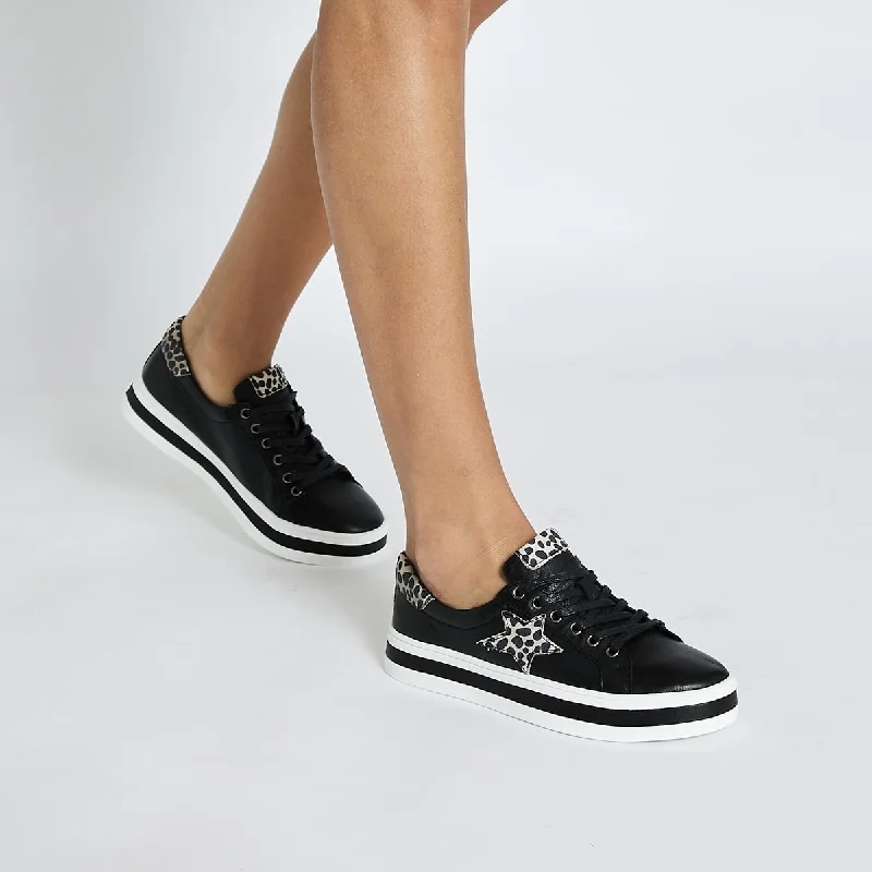 Ultra Sneaker in Black And Leopard Leather