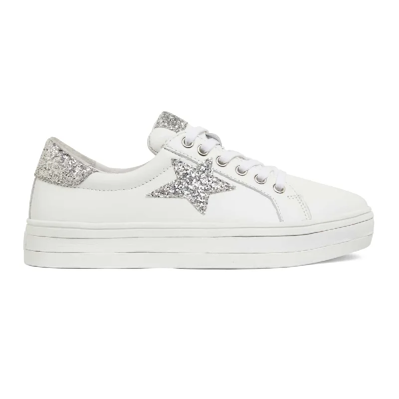 Ultra Sneaker in White Glitter Leather