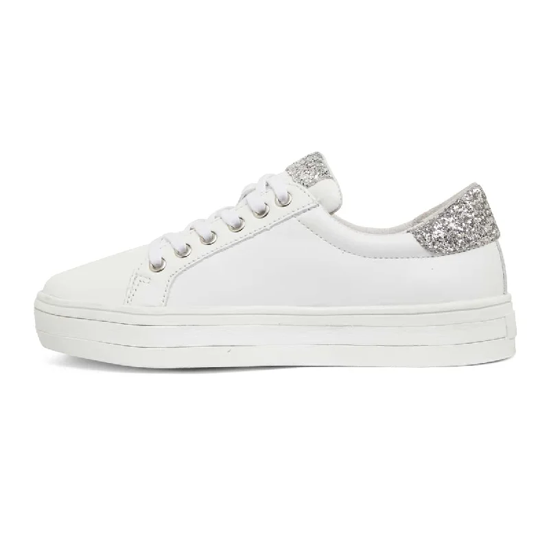 Ultra Sneaker in White Glitter Leather