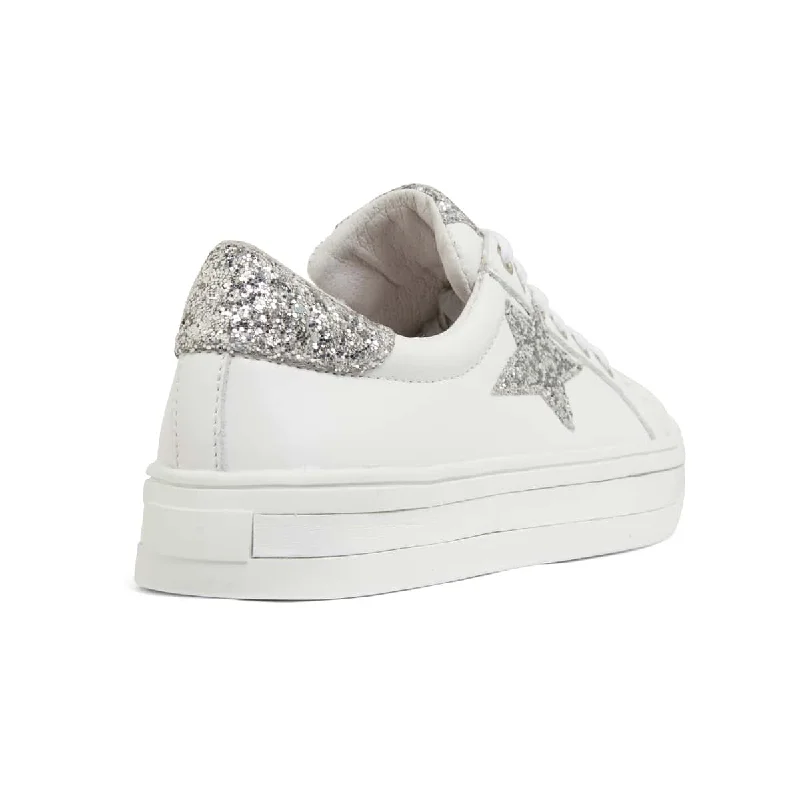 Ultra Sneaker in White Glitter Leather