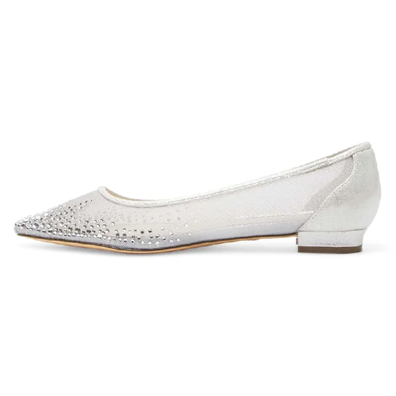 Wendi Flat in True Silver Mesh