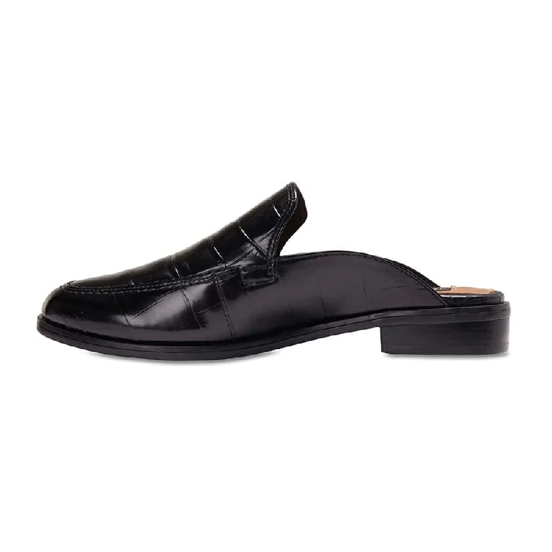 West Flat in Black Croc Leather